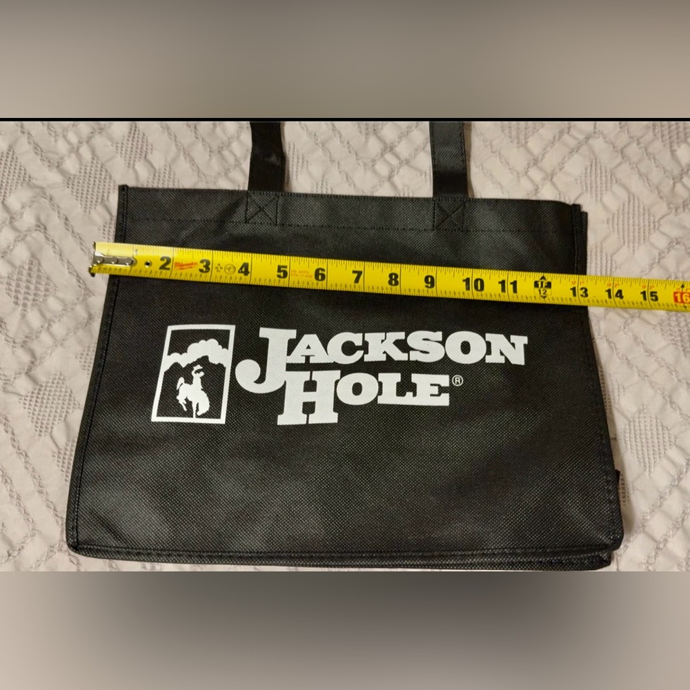 Jackson Hole, WY reuseable canvas Black Tote Bag, Brand new. - Picture 4 of 4